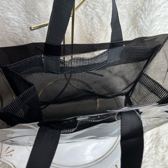 🥳 2pc mini vinyl tote bag with mesh liner black nwt - Picture 8 of 11